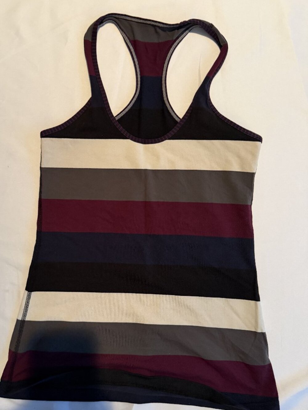Lululemon Cool Racerback Tank Top Stripe Burgundy Gray Black Size 8